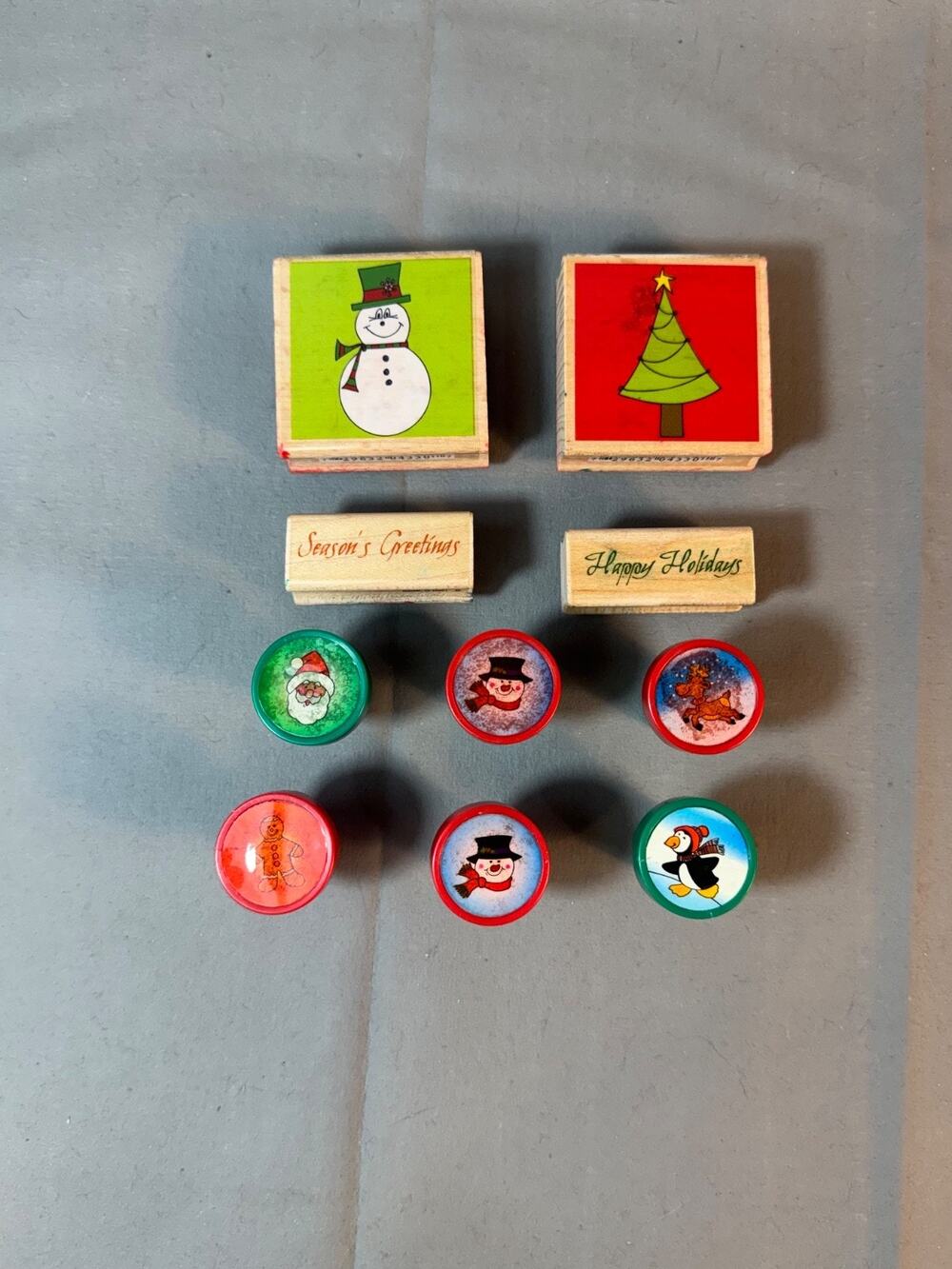 Rubber Stamp LOT Of 4 Christmas Holiday USED